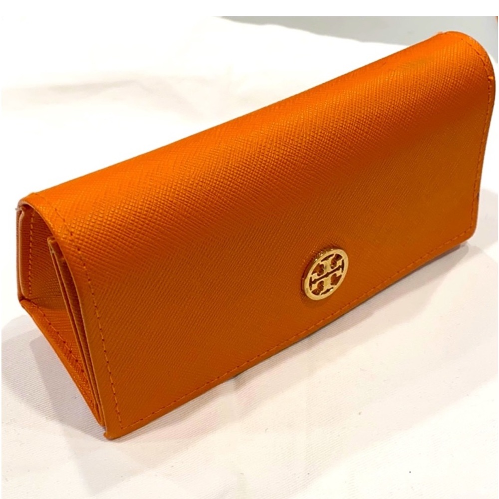 Tory Burch orange sunglasses case & protective drawstring pouch - Picture 2 of 10